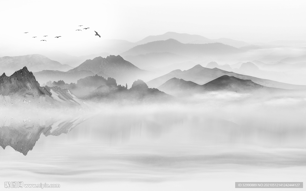 高清山水简约新画 文件分层画