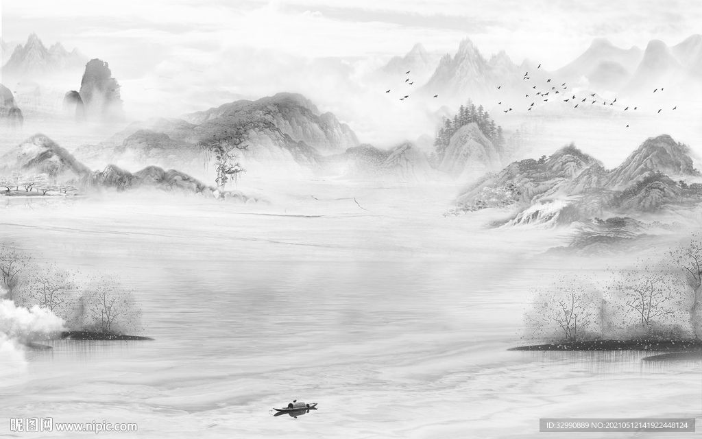 大气 山水简约新画 文件分层画