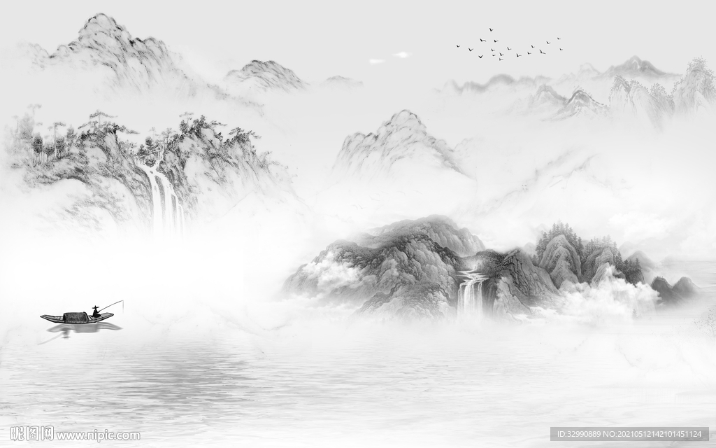 现代 山水简约新画 文件分层画