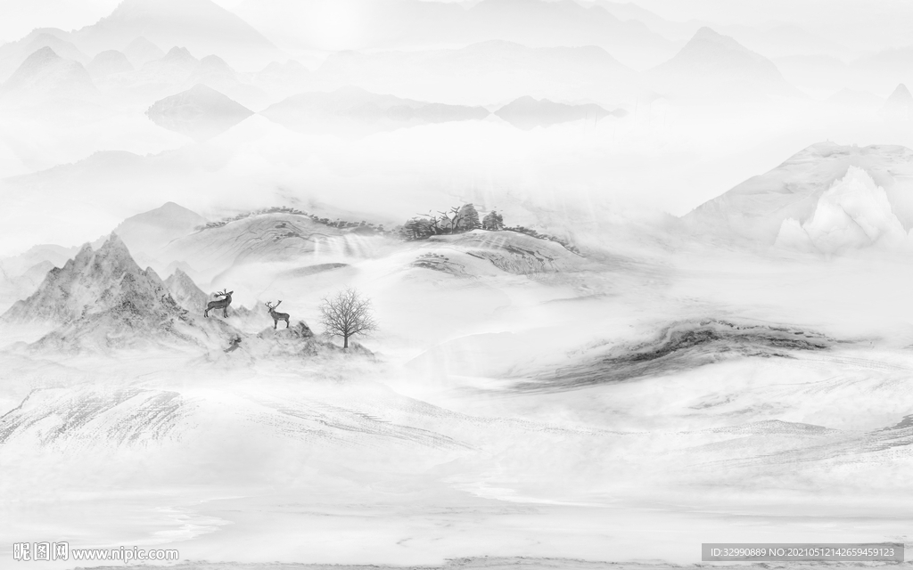 最新山水现代新画 文件分层画