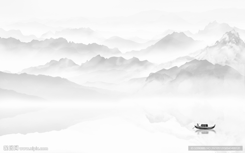 大气 山水现代新画 文件分层画