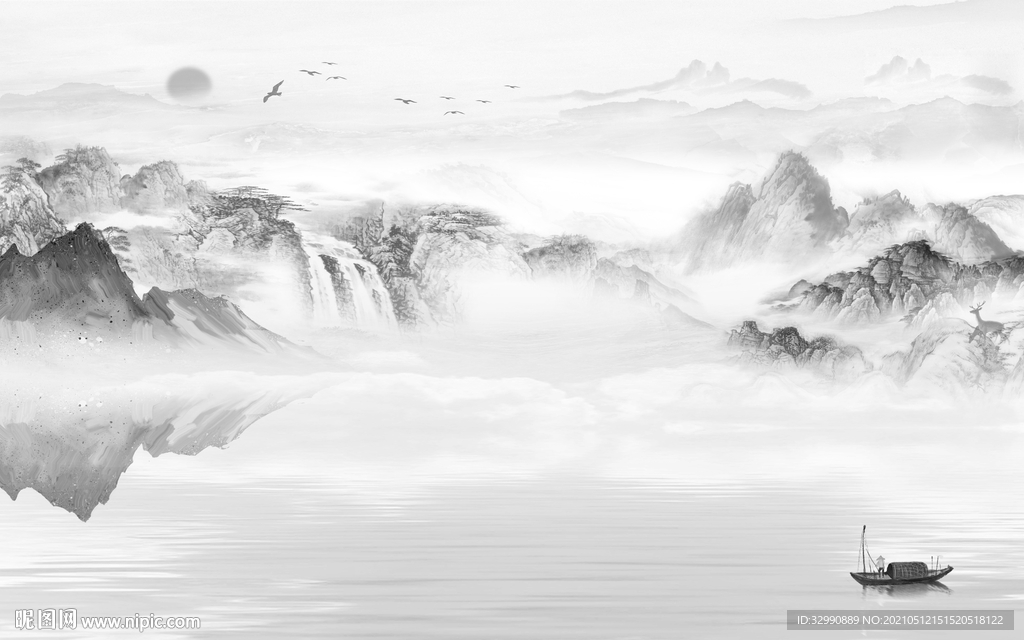大气新山水高清画 文件分层画
