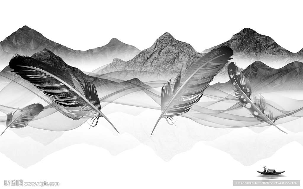 现代 新山水意境画 文件分层画