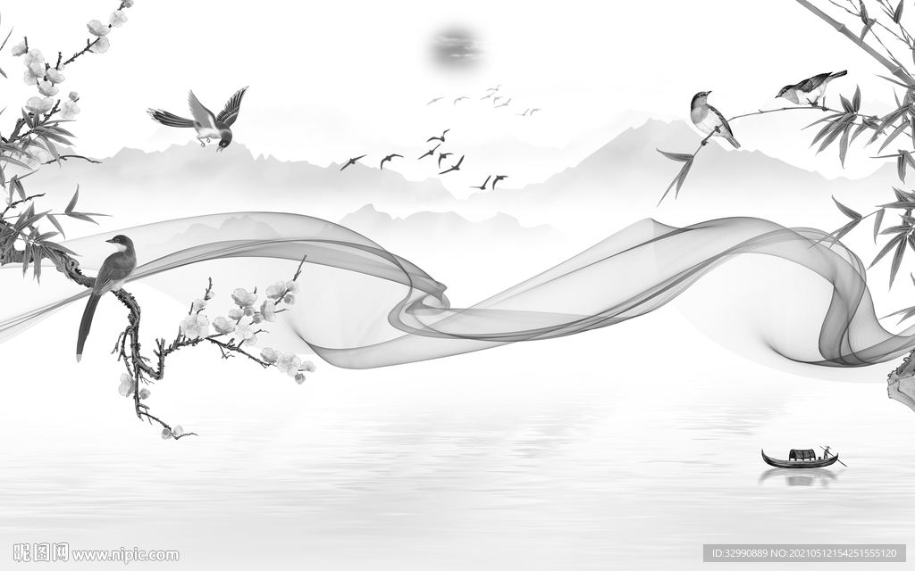 高雅新山水意境画 文件分层画