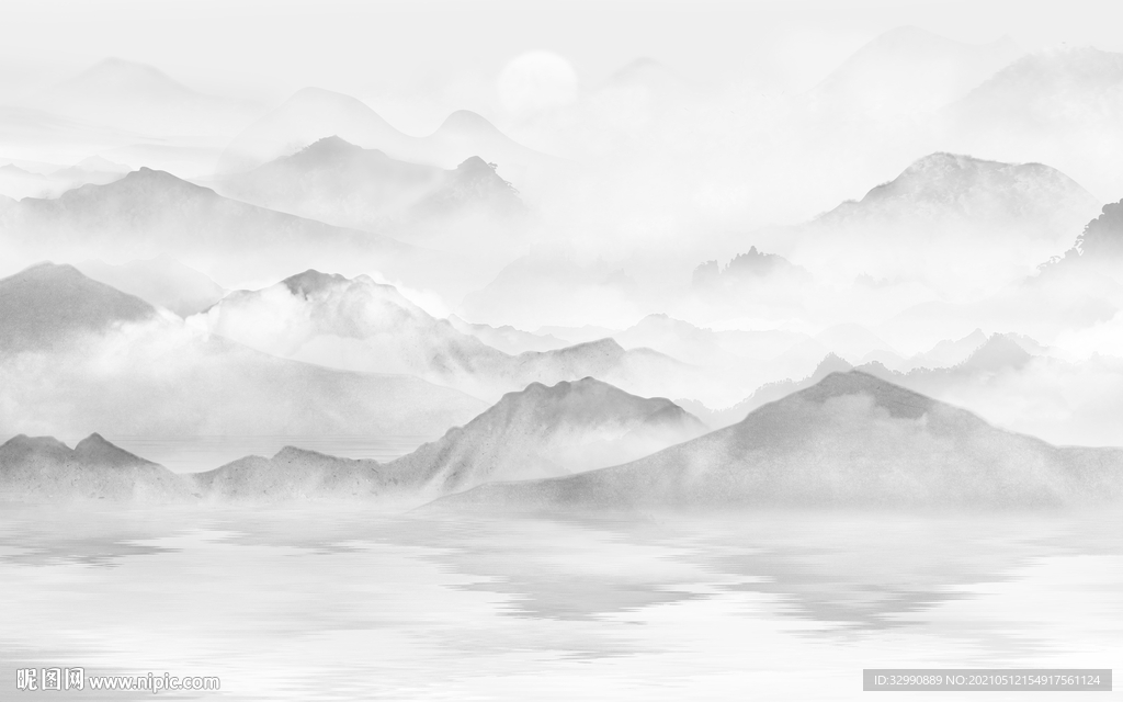 别墅新简约山水画 文件分层画