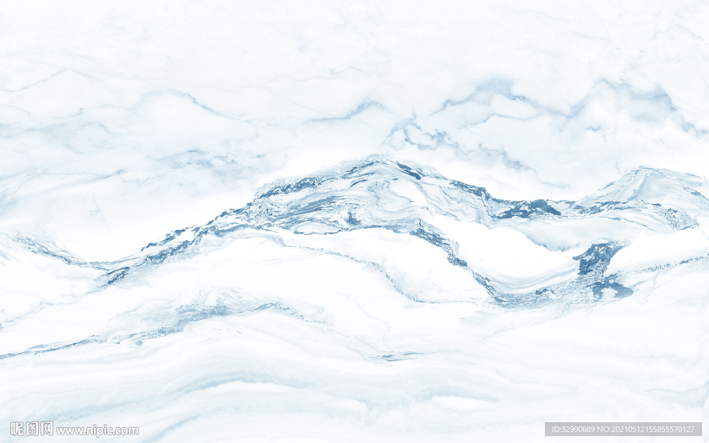 蓝色新简约山水画 文件分层画