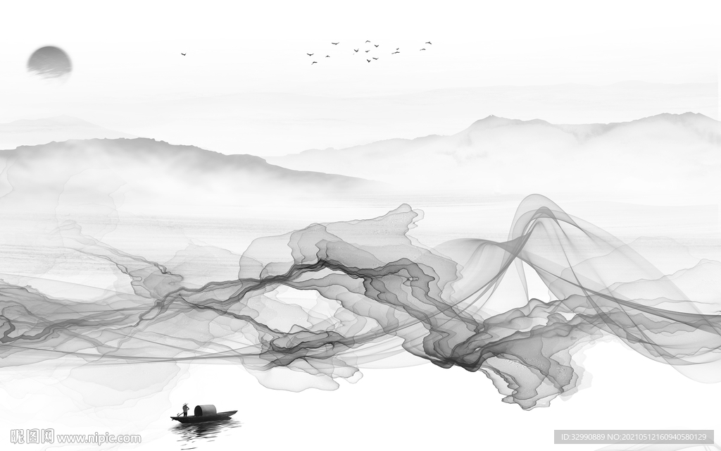 人气 新简约山水画 文件分层画