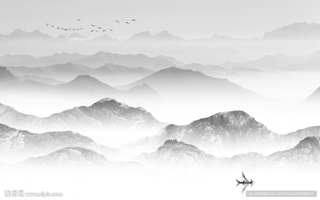 新款新爆款山水画 文件分层画