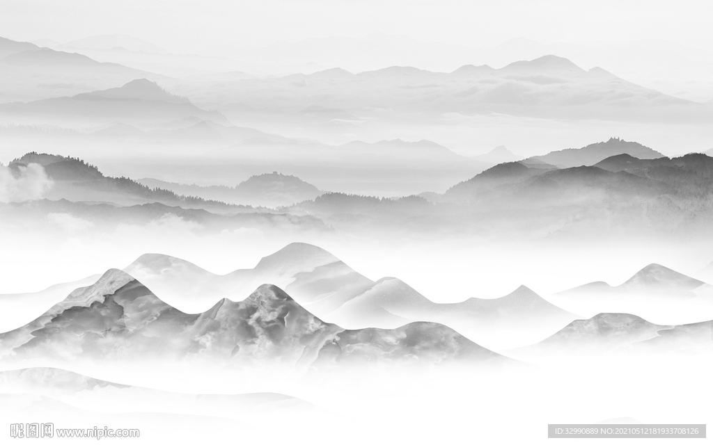 大气 新中式山水图 文件分层画