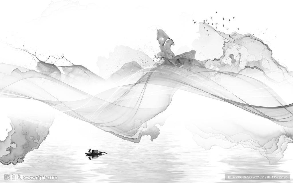 简约 高清新山水画 文件分层画