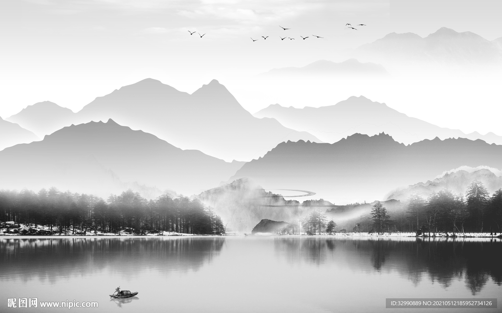 高端高清山水画 文件分层画 