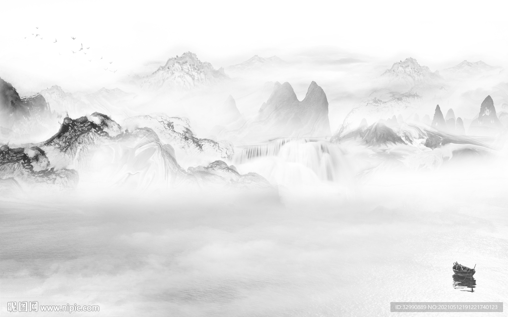 新款高清山水画 文件分层画 