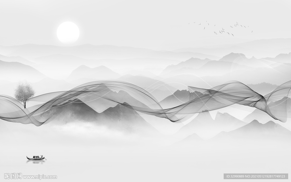 大气 高清山水画 文件分层画 