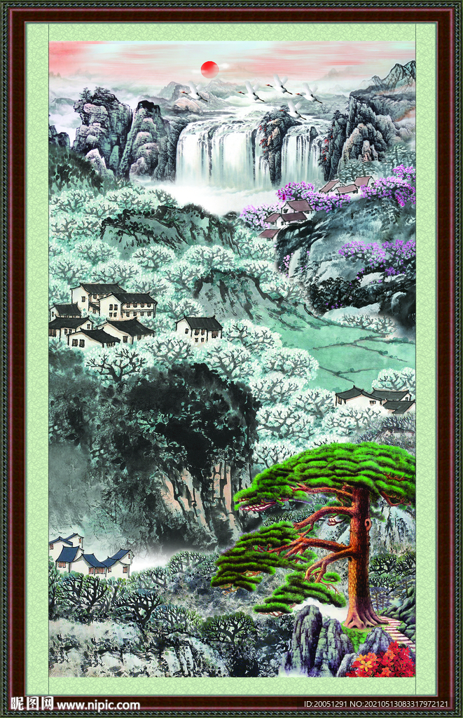 迎客松山水 