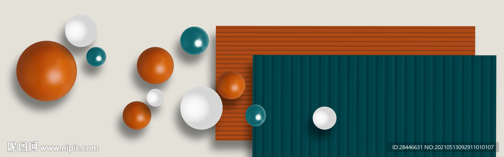 现代简约轻奢3D立体球装饰画