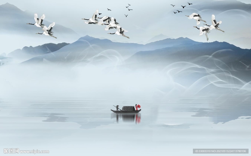 新中式山水背景墙