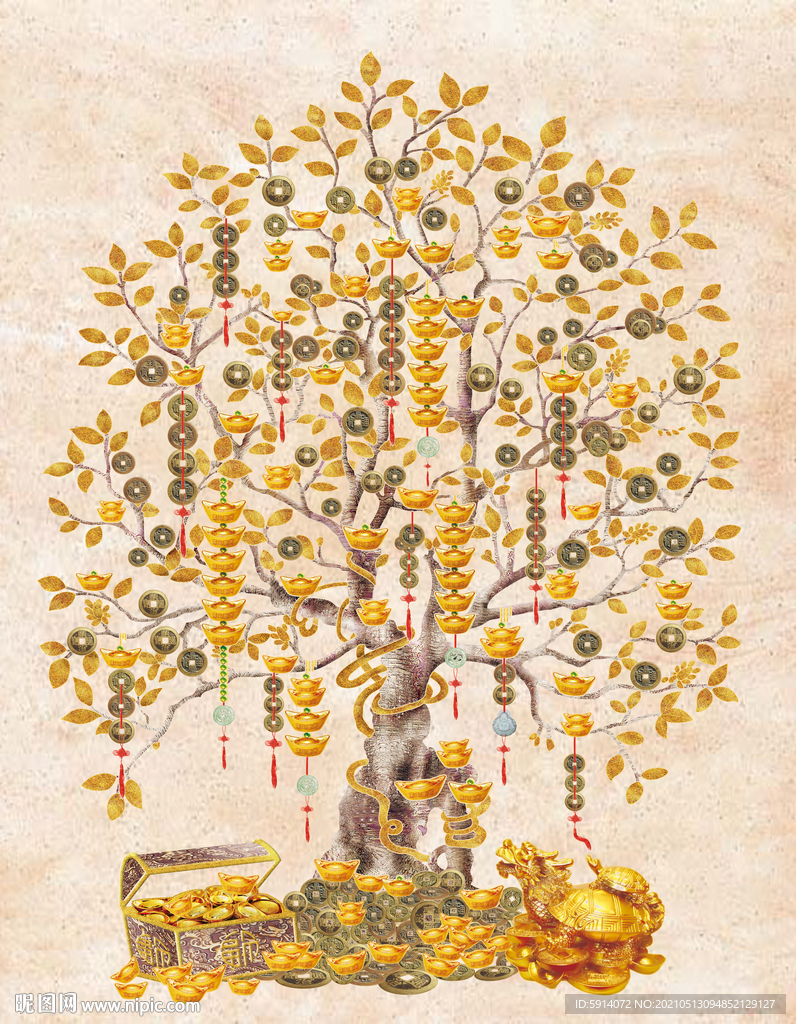 发财树 装饰画 晶瓷画