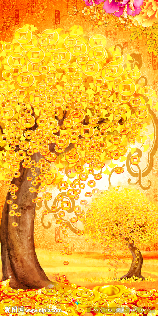 发财树 装饰画 晶瓷画