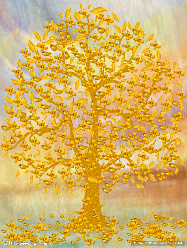 发财树 装饰画 晶瓷画