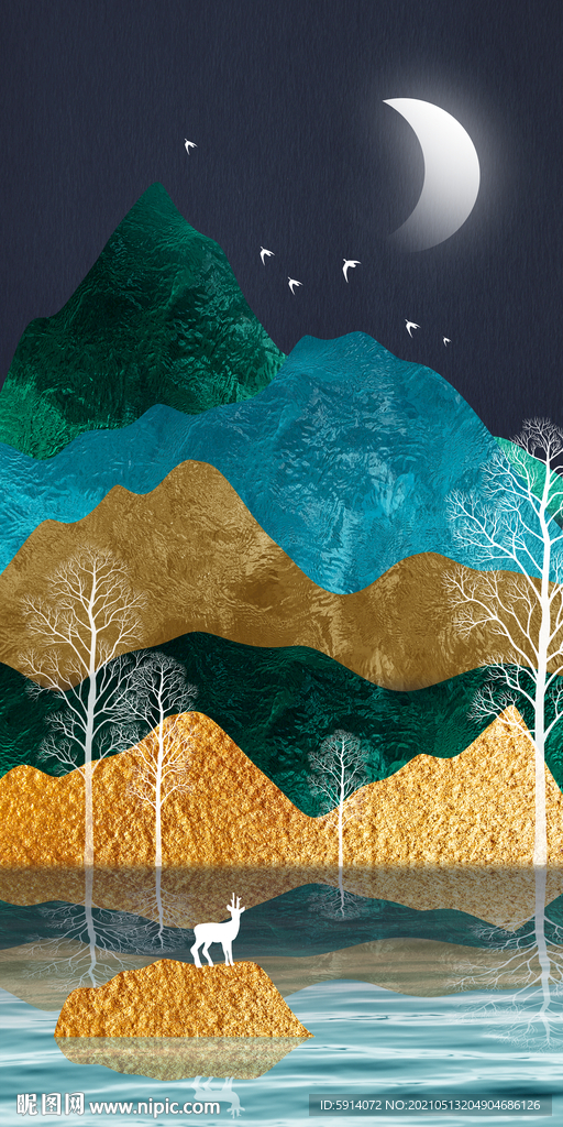 画芯 挂画 三联画 背景墙 水