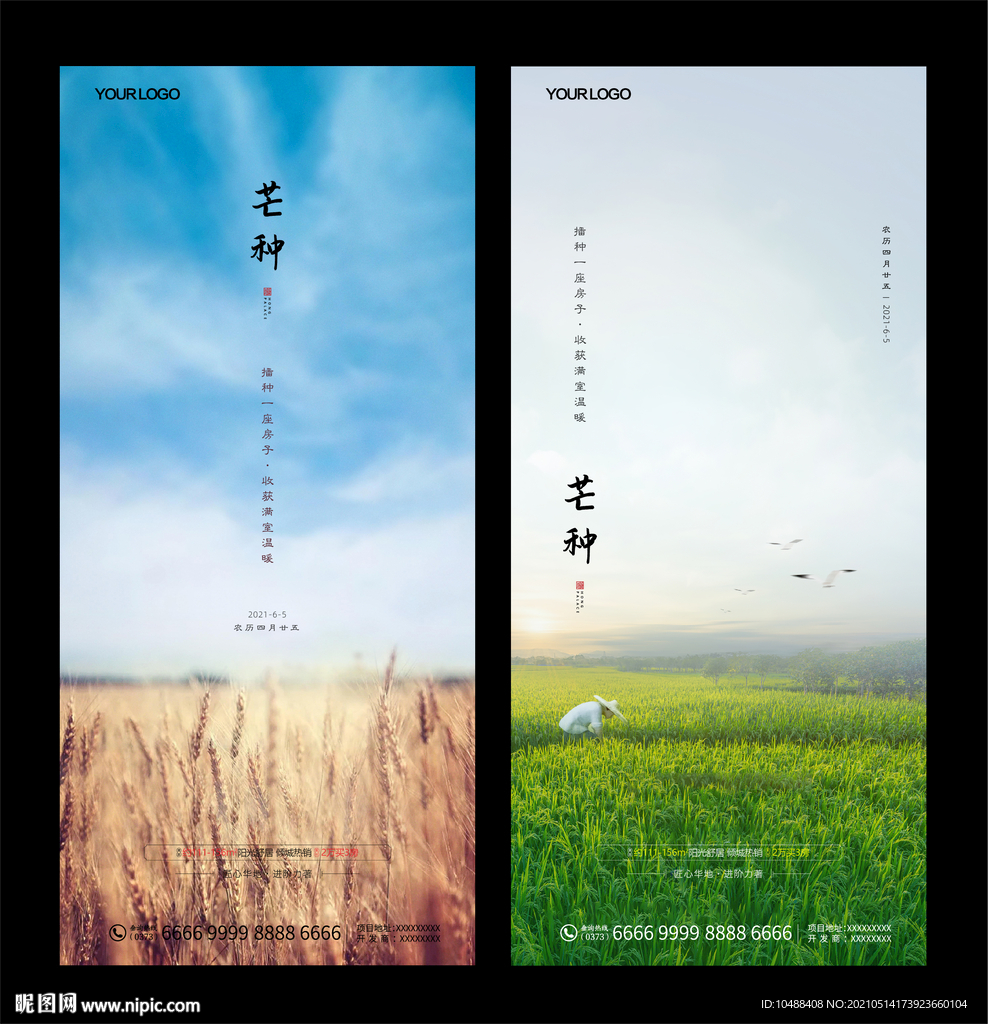 地产节气传统芒种微信海报小麦
