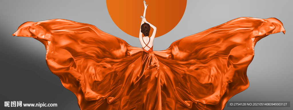 红裙子 美女 装饰画 晶瓷画