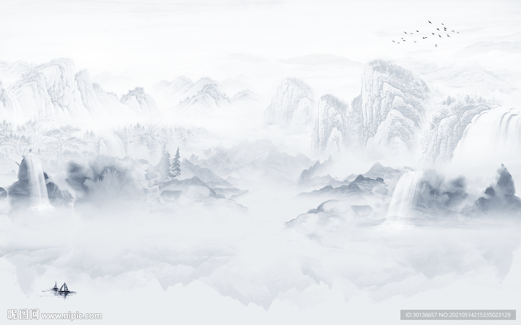 意境 山水背景新画 TIF分层