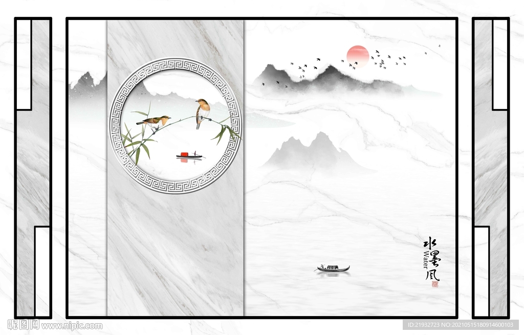 边框花鸟