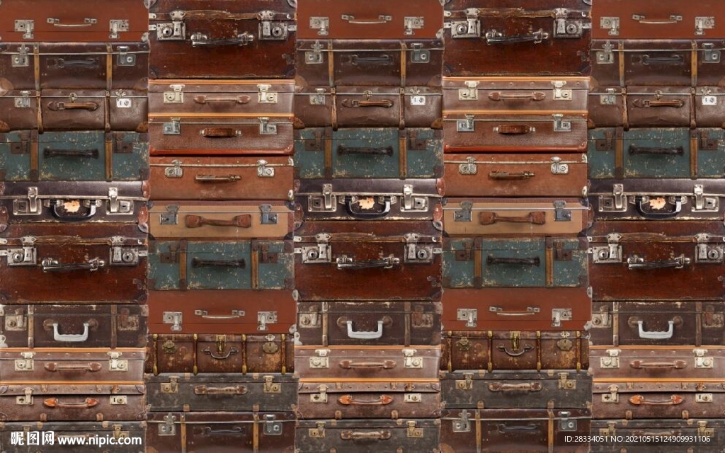 复古欧美风旧皮箱餐饮酒吧背景墙