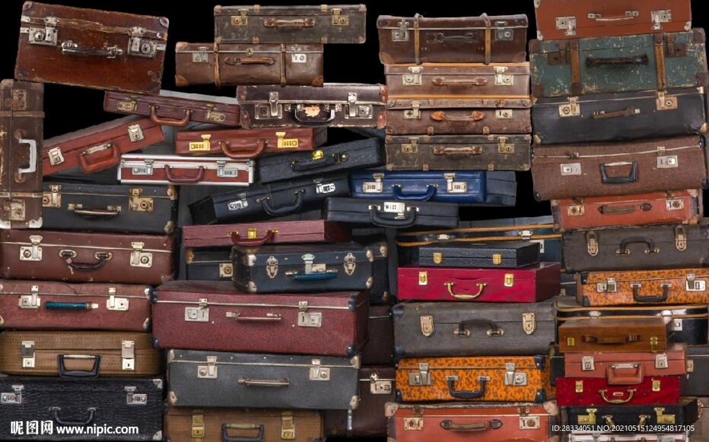 复古欧美风旧皮箱餐饮酒吧背景墙