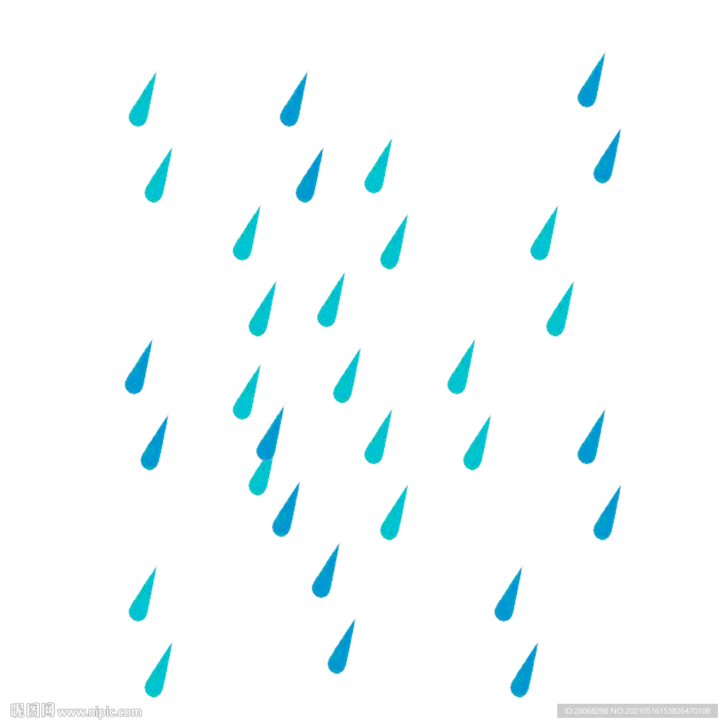 插画卡通蓝色雨滴元素