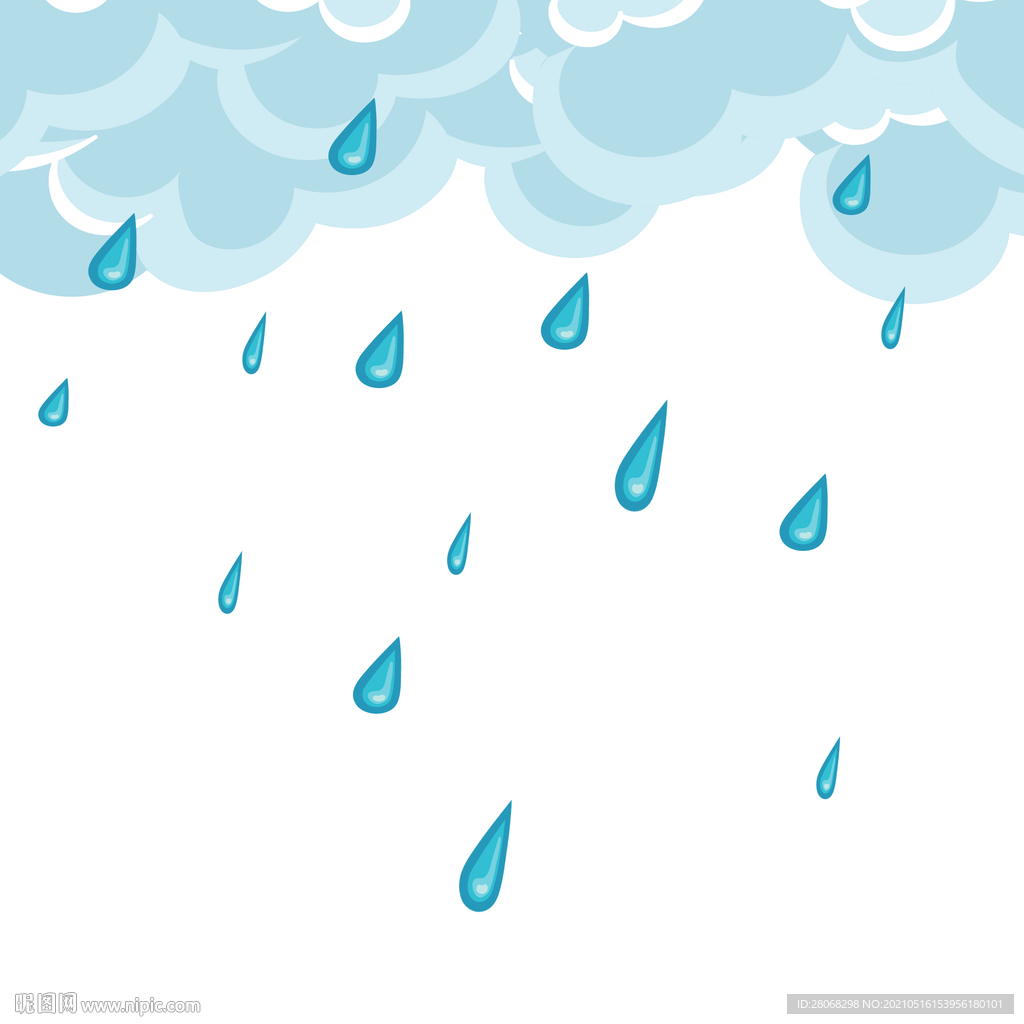 蓝色装饰插画雨水雨滴元素