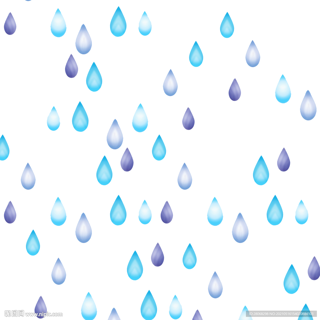 蓝色卡通装饰雨水下雨元素