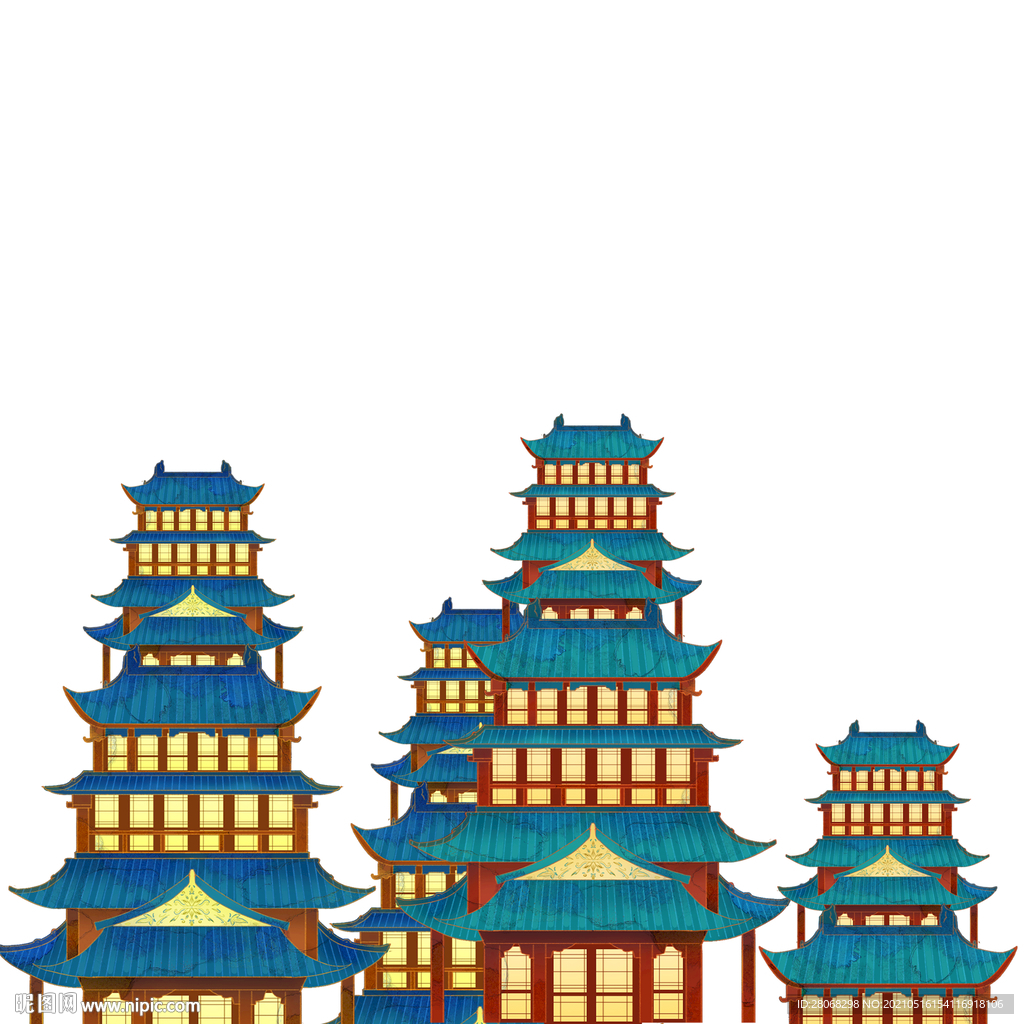 卡通装饰建筑插画元素