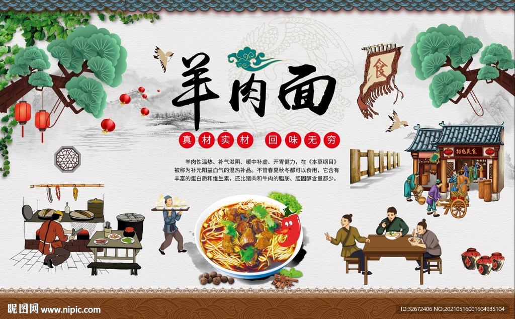 羊肉面馆背景墙图片
