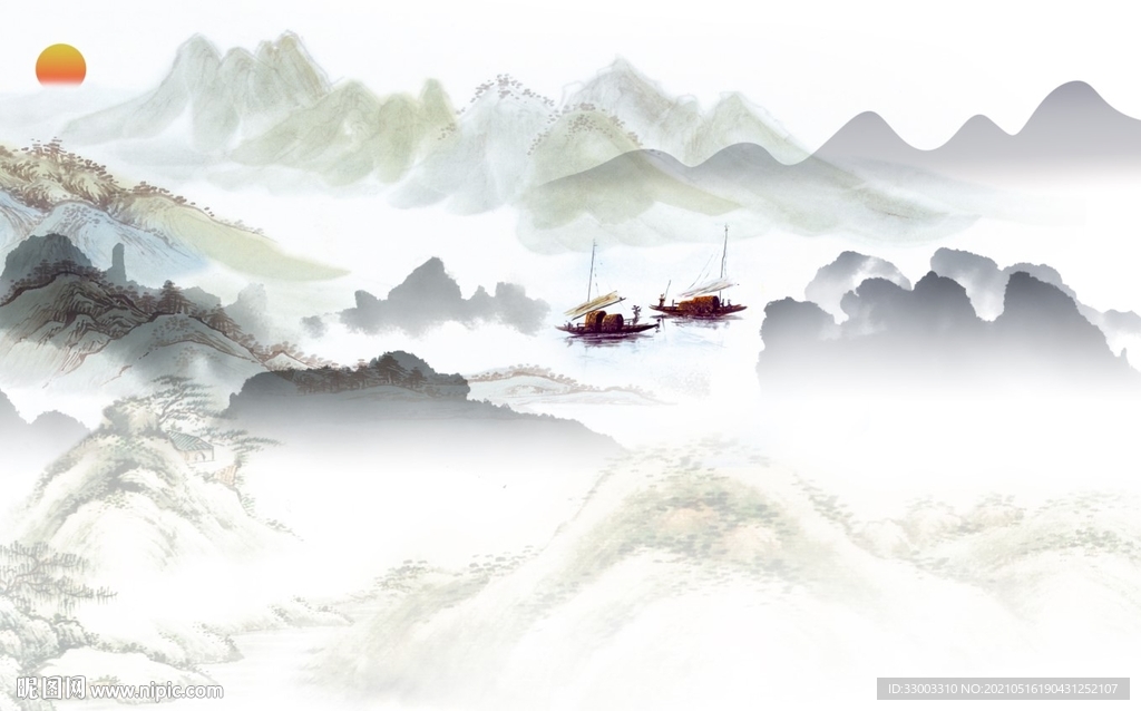 新中式山水背景墙