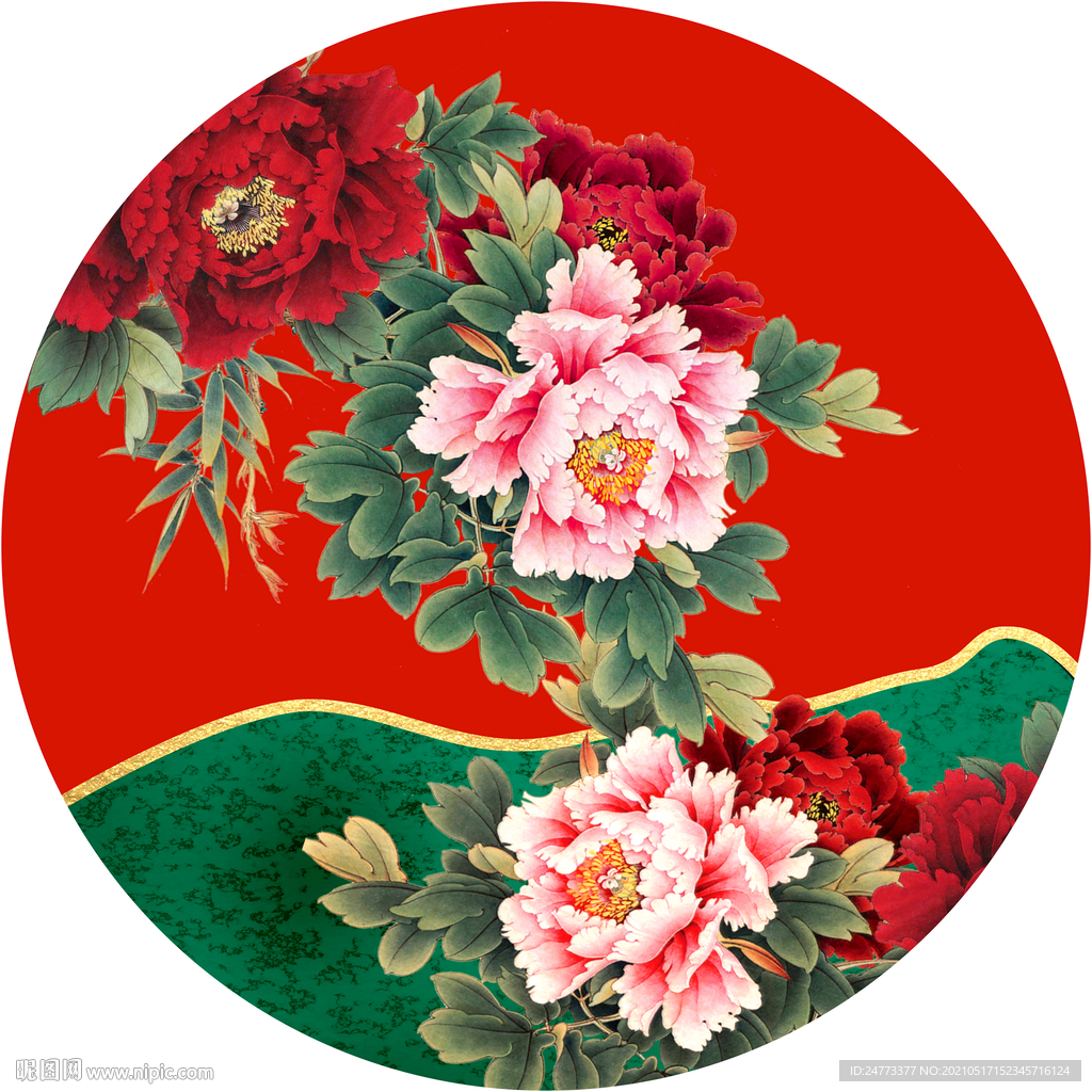 新中式花开富贵装饰画