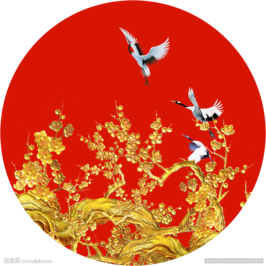 新中式金色梅花