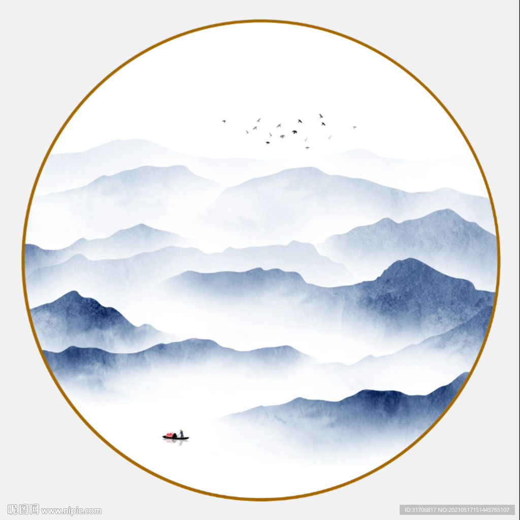 圆形山水画