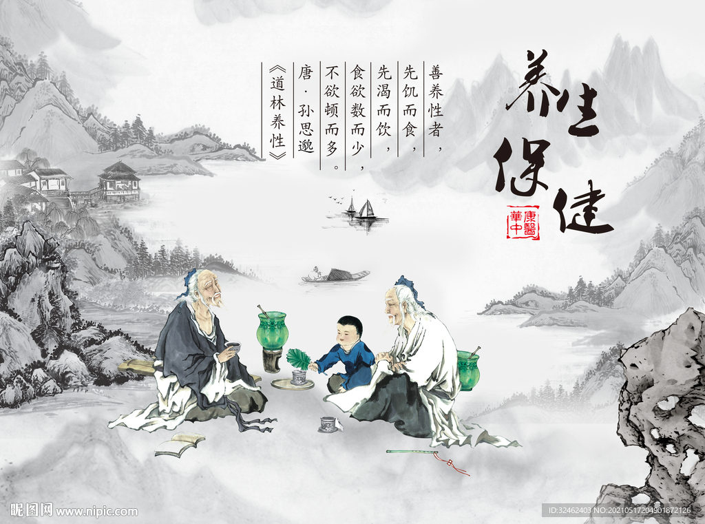 养生保健背景墙