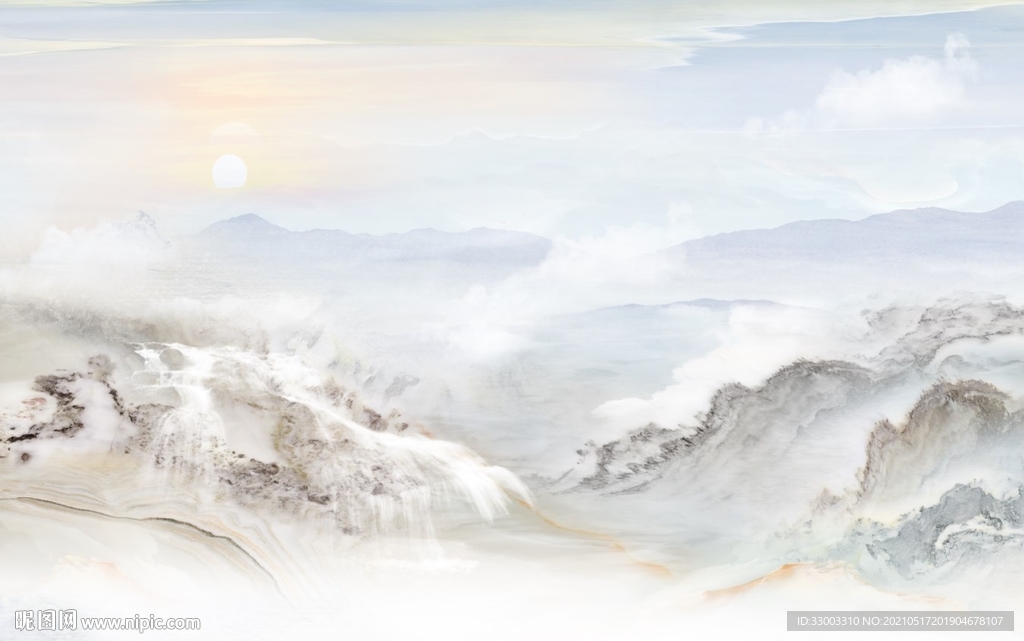 新中式山水背景墙