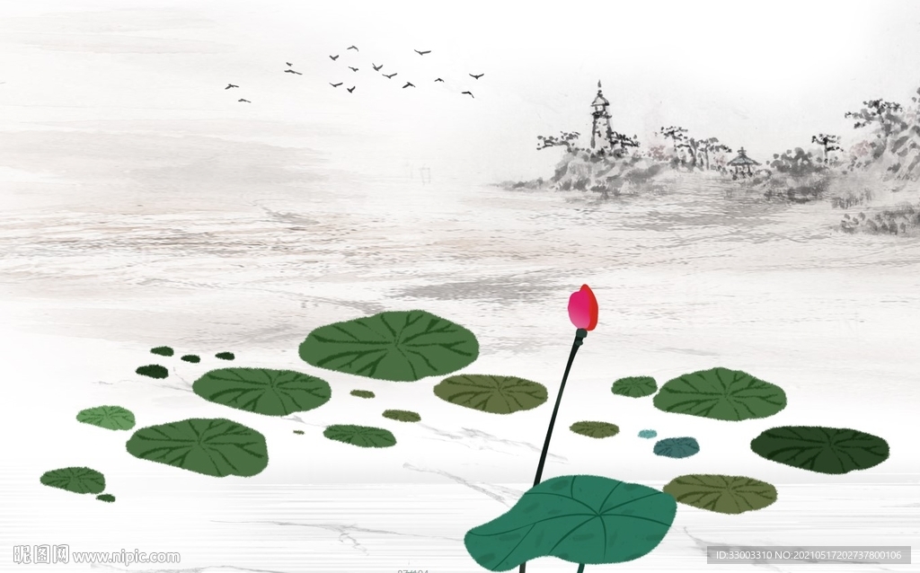 新中式山水背景墙