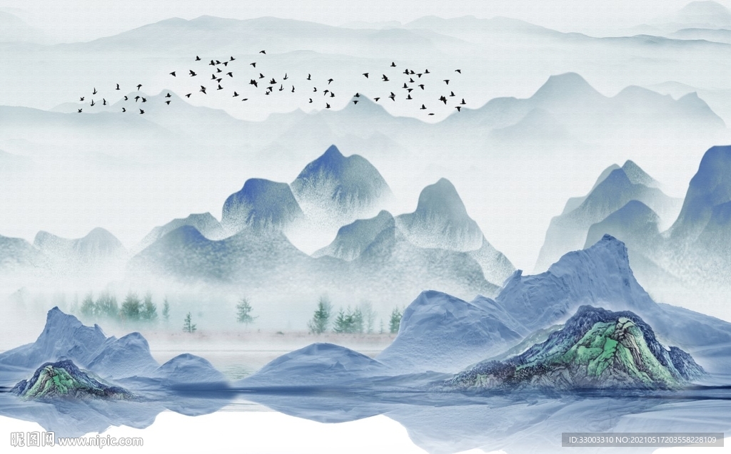 新中式山水背景墙