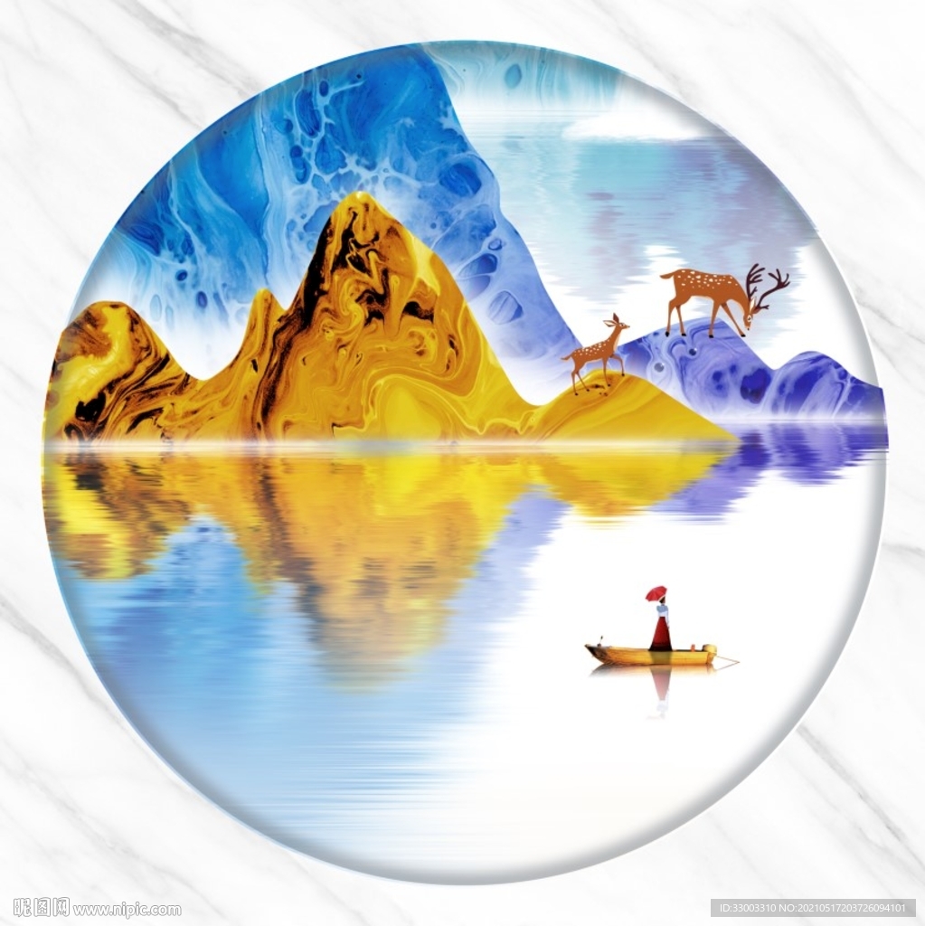 群山新中式山水背景墙