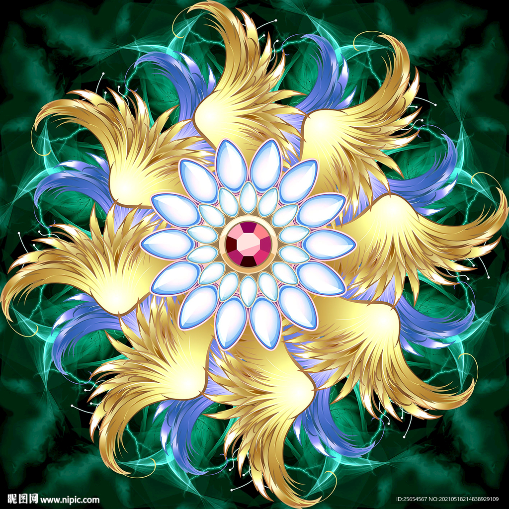 花卉珠宝抽象天顶壁画