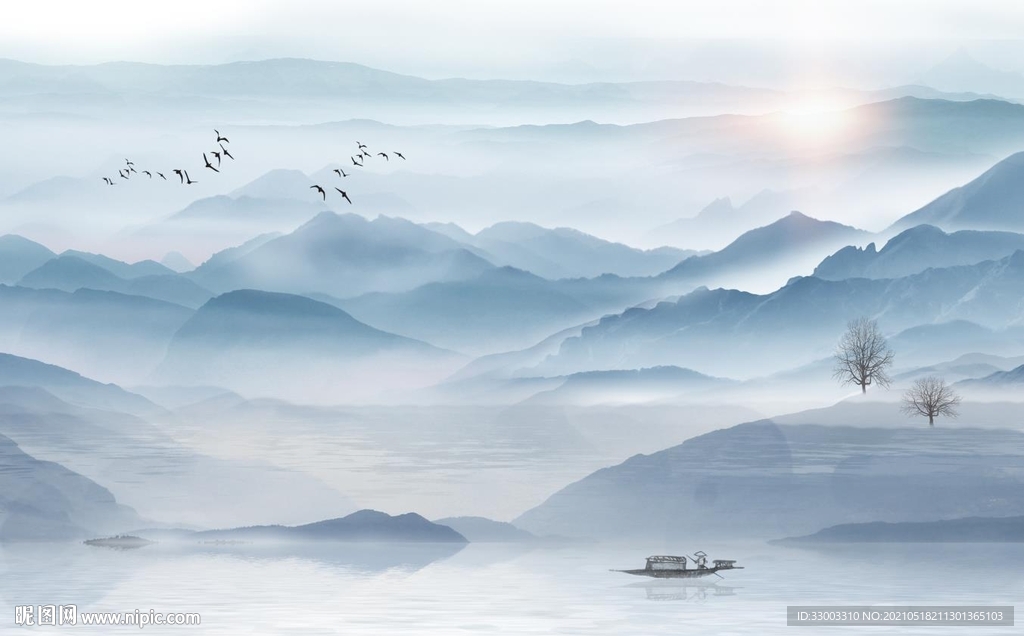 新中式山水背景墙