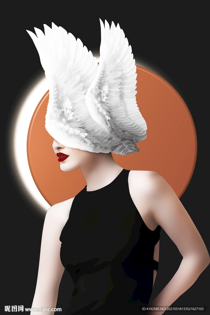 爱马仕橙美女装饰画