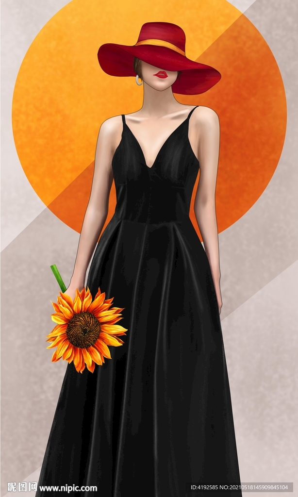 向日葵美女装饰画