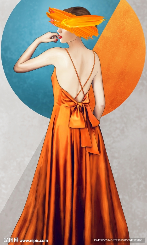 爱马仕美女装饰画玄关