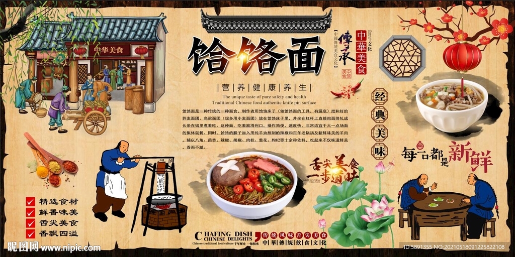 饸饹面背景墙